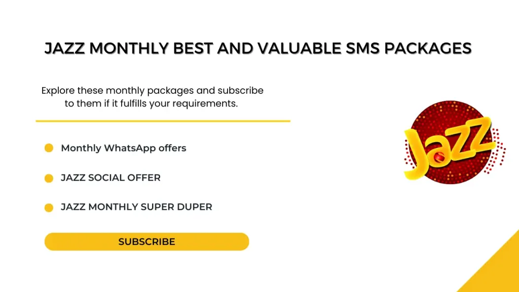 Jazz Monthly Best And Valuable SMS Packages