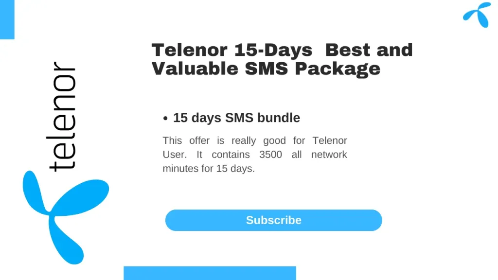 Telenor Most Valuable 15 Days SMS Packages 